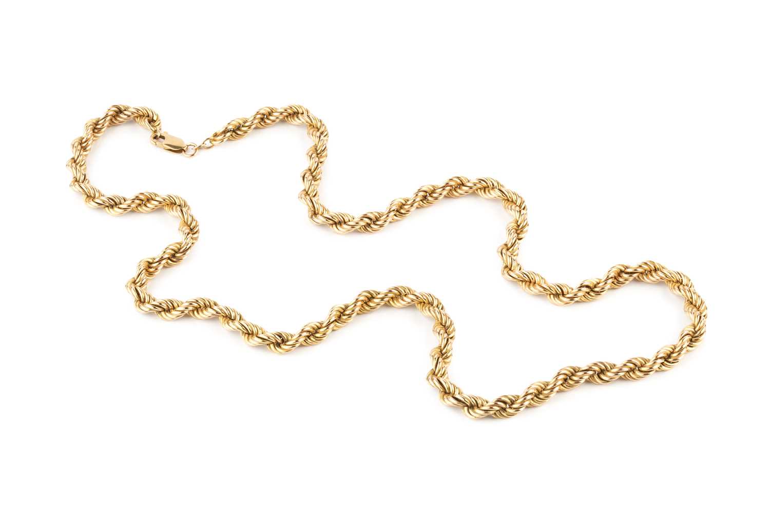Lot 2 - A 9ct gold ropetwist-link chain, with London...