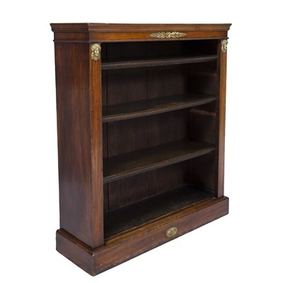 Lot 369 - A 19th century walnut open front bookcase with...