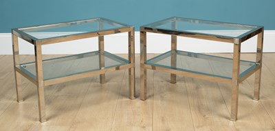 Lot 517 - A pair of contemporary chrome two-tier occasional tables