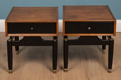 Lot 382 - A pair of hardwood and ebonised G Plan bedside tables