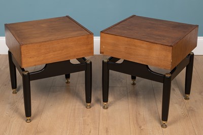 Lot 382 - A pair of hardwood and ebonised G Plan bedside tables