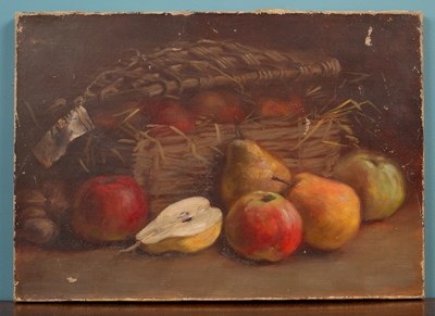 Lot 385 - 19th century school still life of fruit in a basket