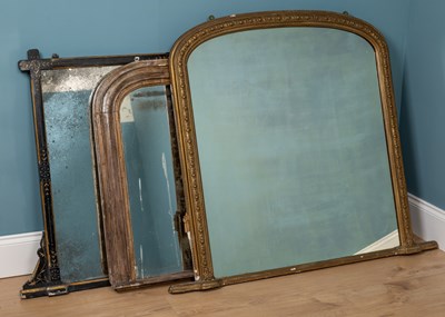 Lot 384 - A group of three 19th century overmantel mirrors