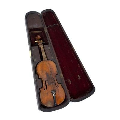 Lot 362 - An antique continental violin with a single...