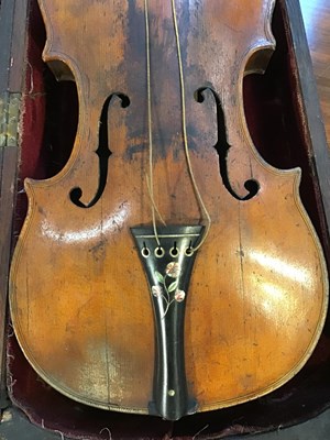 Lot 362 - An antique continental violin with a single...