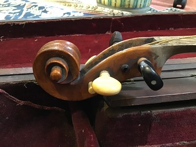 Lot 362 - An antique continental violin with a single...