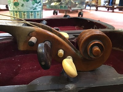 Lot 362 - An antique continental violin with a single...