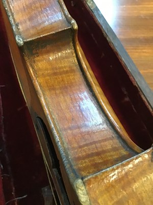 Lot 362 - An antique continental violin with a single...