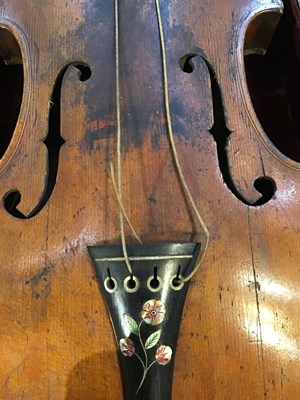 Lot 362 - An antique continental violin with a single...