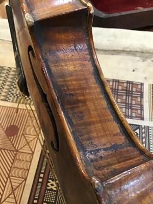 Lot 362 - An antique continental violin with a single...