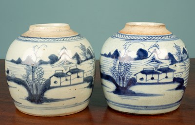 Lot 556 - A pair of Chinese blue and white ginger jars