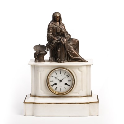 Lot 89 - A 19th Century French white marble mantel clock