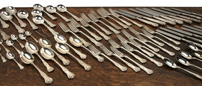 Lot 288 - Part-silver canteen of King's pattern cutlery...