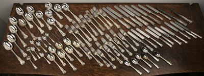 Lot 288 - Part-silver canteen of King's pattern cutlery...