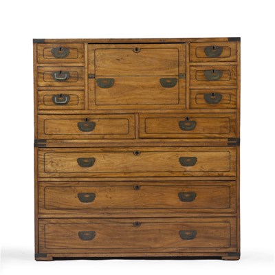 Lot 134 - A George III teak and camphor wood campaign...