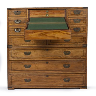 Lot 134 - A George III teak and camphor wood campaign...