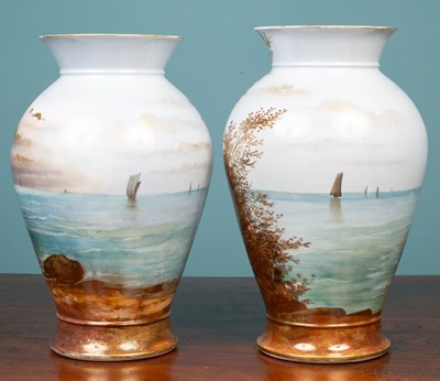 Lot 12 - A pair of late 19th century Limoges porcelain vases