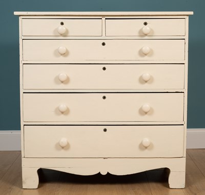 Lot 305 - A Victorian white painted pine chest of drawers