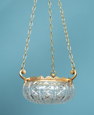 Lot 573 - A small cut glass bowl hanging light fitting