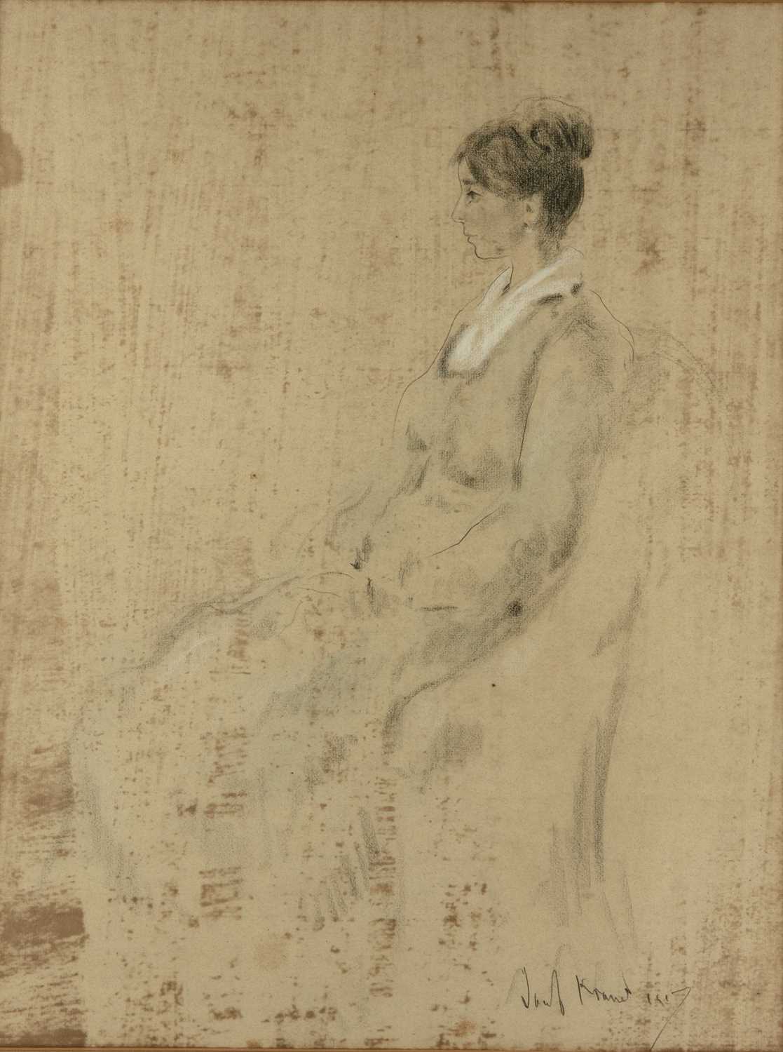 Lot 264 - Jacob Kramer (1892-1962) Portrait of a seated...
