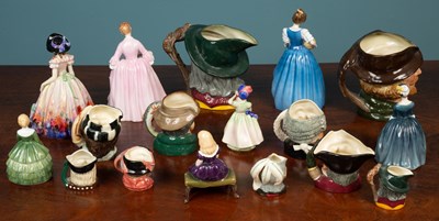 Lot 4 - A collection of seventeen Royal Doulton figurines and character jugs
