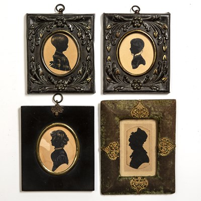 Lot 372 - A pair of 19th century silhouette miniatures...