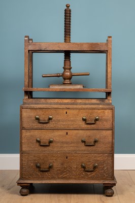 Lot 367 - A 19th century oak linen press/chest