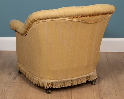 Lot 375 - A Victorian button-back upholstered low armchair