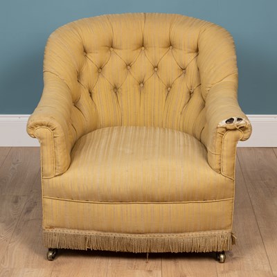 Lot 375 - A Victorian button-back upholstered low armchair