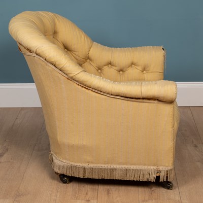 Lot 375 - A Victorian button-back upholstered low armchair