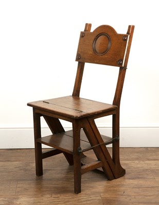 Lot 151 - Oak metamorphic chair/library steps Victorian,...