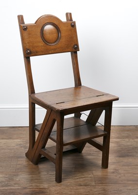 Lot 151 - Oak metamorphic chair/library steps Victorian,...