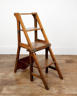 Lot 151 - Oak metamorphic chair/library steps Victorian,...