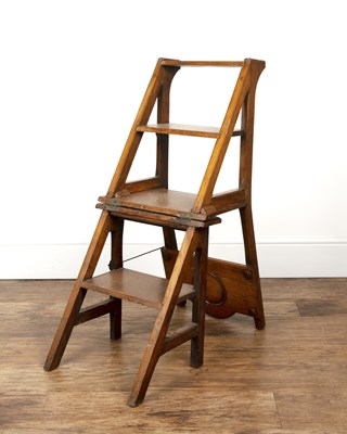 Lot 151 - Oak metamorphic chair/library steps Victorian,...
