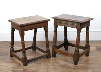 Lot 154 - Two oak joint stools 18th Century and later,...