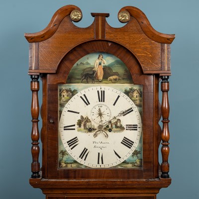 Lot 392 - A North Country oak and mahogany cased eight-day longcase clock