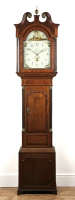 Lot 174 - Oak and mahogany crossbanded 30 hour longcase...