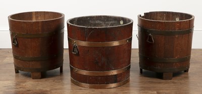 Lot 181 - Pair of oak coopered brass buckets 19th...