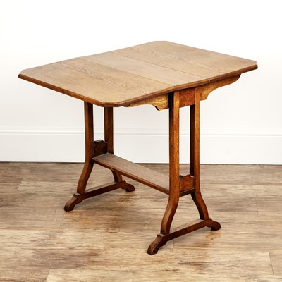 Lot 176 - Oak small Sutherland table the top with canted...