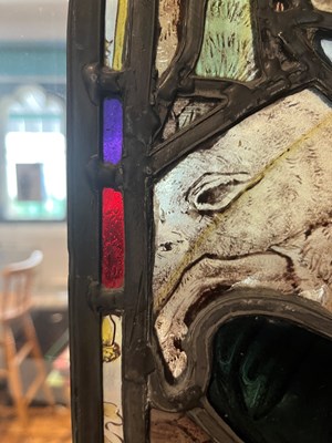 Lot 17 - Arts and Crafts Stained glass window panel,...