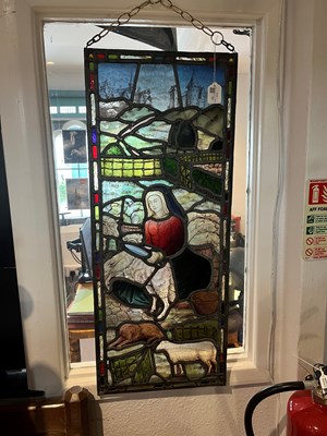 Lot 17 - Arts and Crafts Stained glass window panel,...