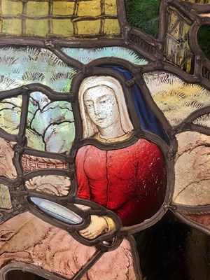 Lot 17 - Arts and Crafts Stained glass window panel,...
