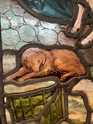 Lot 17 - Arts and Crafts Stained glass window panel,...