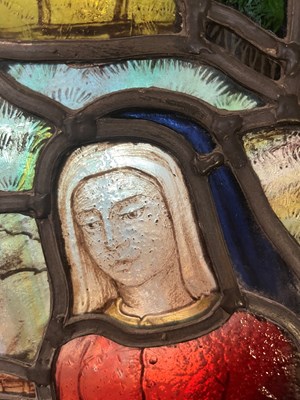Lot 17 - Arts and Crafts Stained glass window panel,...