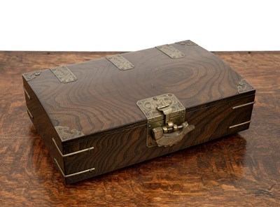 Lot 307 - Elm box with domed lid and metal fittings...