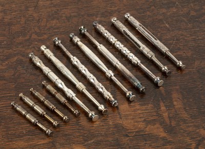 Lot 287 - Collection of silver lace makers bobbins most...