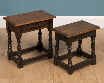 Lot 484 - Two 17th century-style oak joint stools