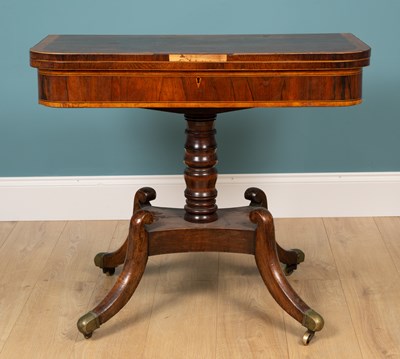 Lot 505 - A late George III rosewood foldover card table