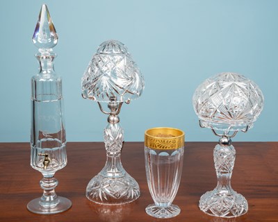 Lot 118 - Two cut glass table lamps