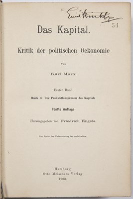 Lot 554 - Marx, Karl 1818-1883 'Das Kapital Kritik Der...